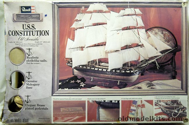 Revell 1/96 Museum Classics USS Constitution with Wooden Base / Pedestals / Cloth-Like Sails, H391 plastic model kit